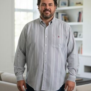 Duck Head Vintage Striped Button-Down Work Shirt Size XL Made in USA 100% Cotton